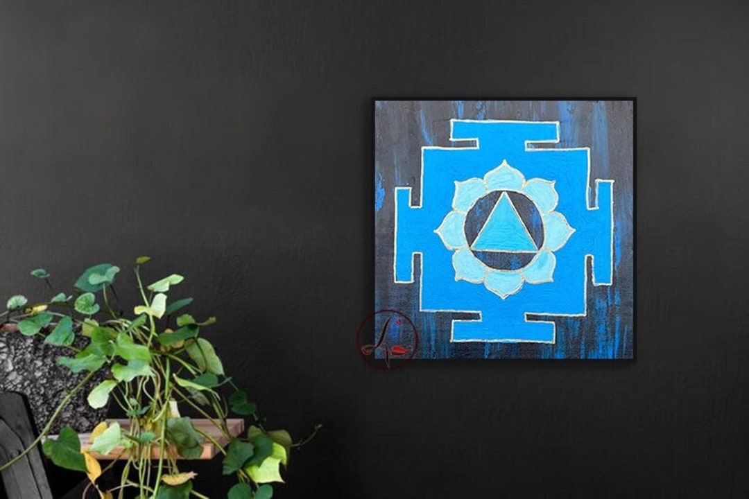 Blue Tara Yantra Painting: Handmade Canvas Spiritual Art - Etsy