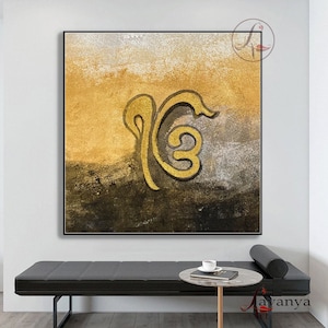 Golden Ek Onkar Painting: Sikhism Art, Punjabi Canvas Art