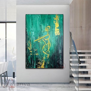 Radha Krishna Painting: Modern Indian Hindu God Art on Canvas