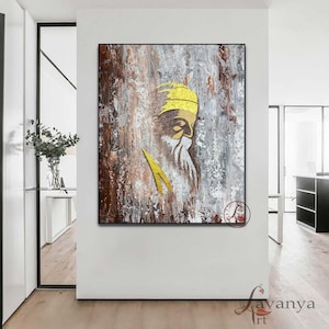 Guru Nanak Dev Ji Painting: Sikh Art Canvas, Modern Punjabi Decor