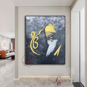 Guru Nanak Painting: Abstract Sikh Art on Canvas