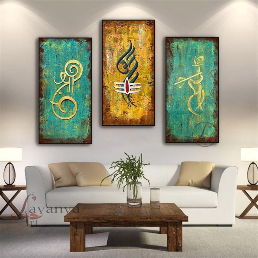 Modern Ganesha Painting ,krishna ,shiva ,om Art,contemporary Indian