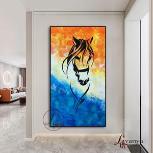 Large Abstract Horse Oil Painting: Modern Animal Canvas Wall Art