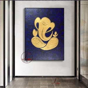 Textured Ganesha Painting: Abstract Indian Art, Heavy Texture
