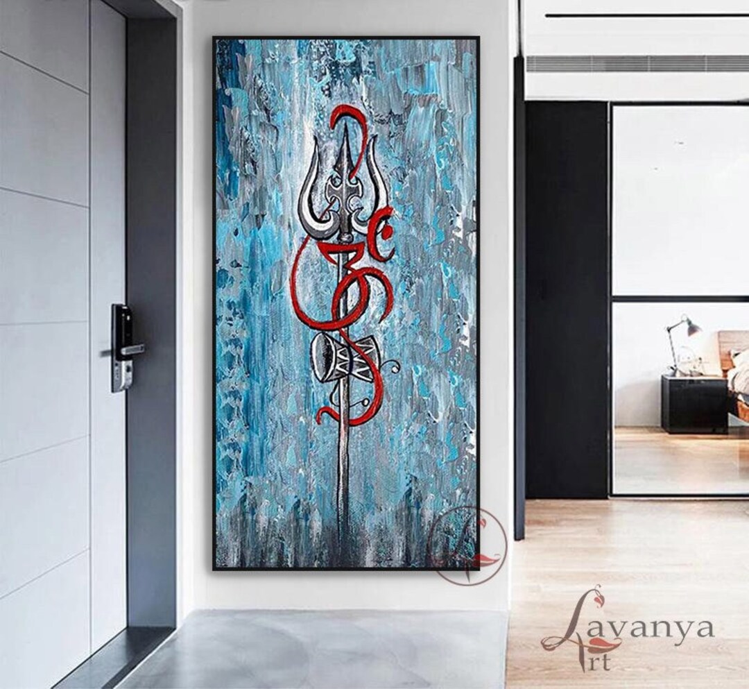 Indian Shiva Art, Lord Shiva Om Wall Art,om Shanti Painting,indian Wall