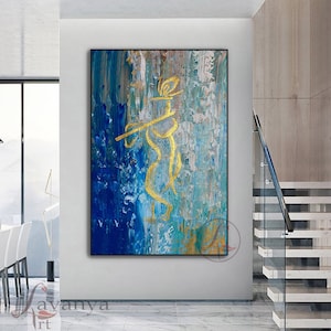 Radha Krishna Painting: Large Modern Indian Hindu God Art