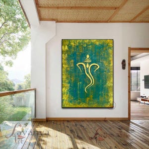 Abstract Ganesha Painting: Modern Indian Art, Large Hindu God Wall Decor