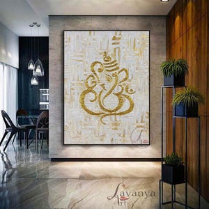 Ganesha Painting: Modern Minimalist Indian Art, Abstract Wall Decor