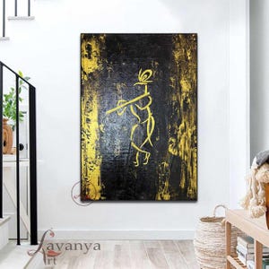 Radha Krishna Painting: Abstract Indian Art, Modern Hindu Decor