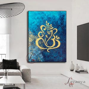 Abstract Ganesha Painting: Modern Hindu God Art, Acrylic on Canvas