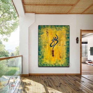 Om Painting: Abstract Indian Wall Art, Modern Minimalist by Tejasvi Patel