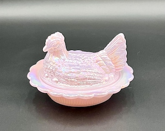 Mosser Glass CROWN TUSCAN CARNIVAL Hen on Nest 6.5" Split Tail Marked Mosser