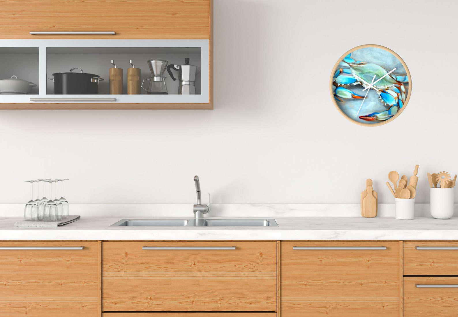 Nautical Wall Clock Beach Wall Clock of a Crab Nautical Etsy