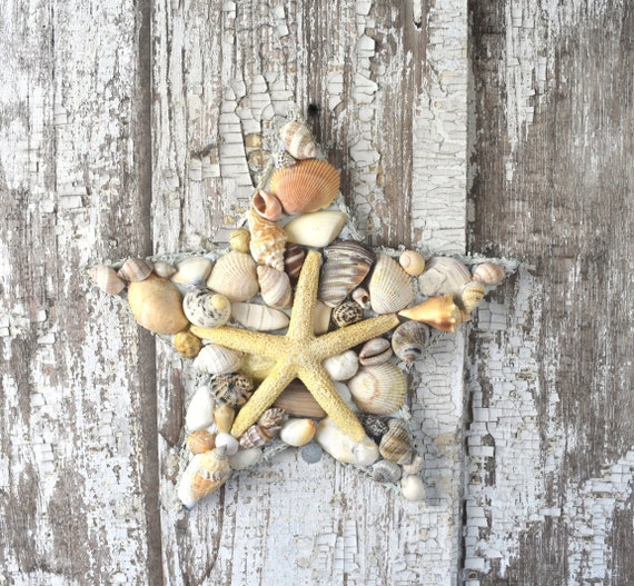 Small Seashell Starfish Panel, Rustic Seashell Wall Decor, Rustic Shell  Beach Decoration, Handmade Shelf Decoration 