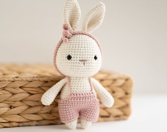 CROCHET BUNNY TOY as  first birthday gift, crochet animals for baby announcement, baby stuffed animals, crochet toys, amigurumi toys