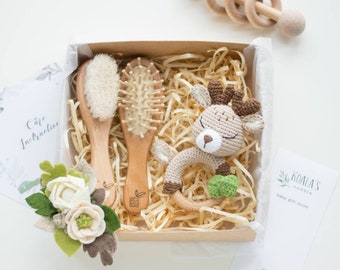 Kerst baby geschenkdoos met schattige HER RAMMelaar voor kleine baby meisje, Oh Deer verwachten moeder cadeau set voor bos babyshower