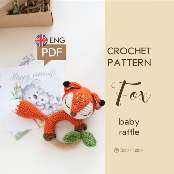 CROCHET PATTERN fox baby rattle, Crochet forest animals PDF pattern, amigurumi animals pattern, crochet rattle toy pattern, pdf tutorial