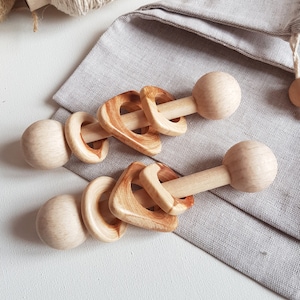 Sonajero educativo de madera para bebé Monressory, sonajero sensorial de madera hecho a mano como juguete de género neutro,
