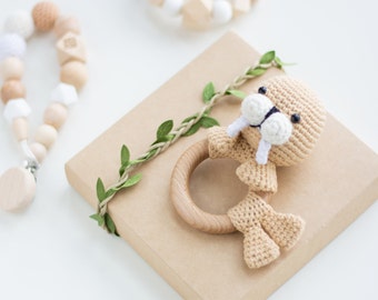 Walrus baby rattle as a gift for marine baby shower, Crochet rattle toy, Marine animal baby toy, Walrus crochet rattle