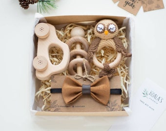 New mom gift box for owl baby shower, unique baby gift set for bird baby shower, pregnant neutral gift idea for sister or friend