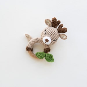 CROCHET ANIMAL TOYS as deer baby shower or baby announcement gift, stuffed woodland animals, amigurumi baby toy, crochet baby deer rattle Rattle #2