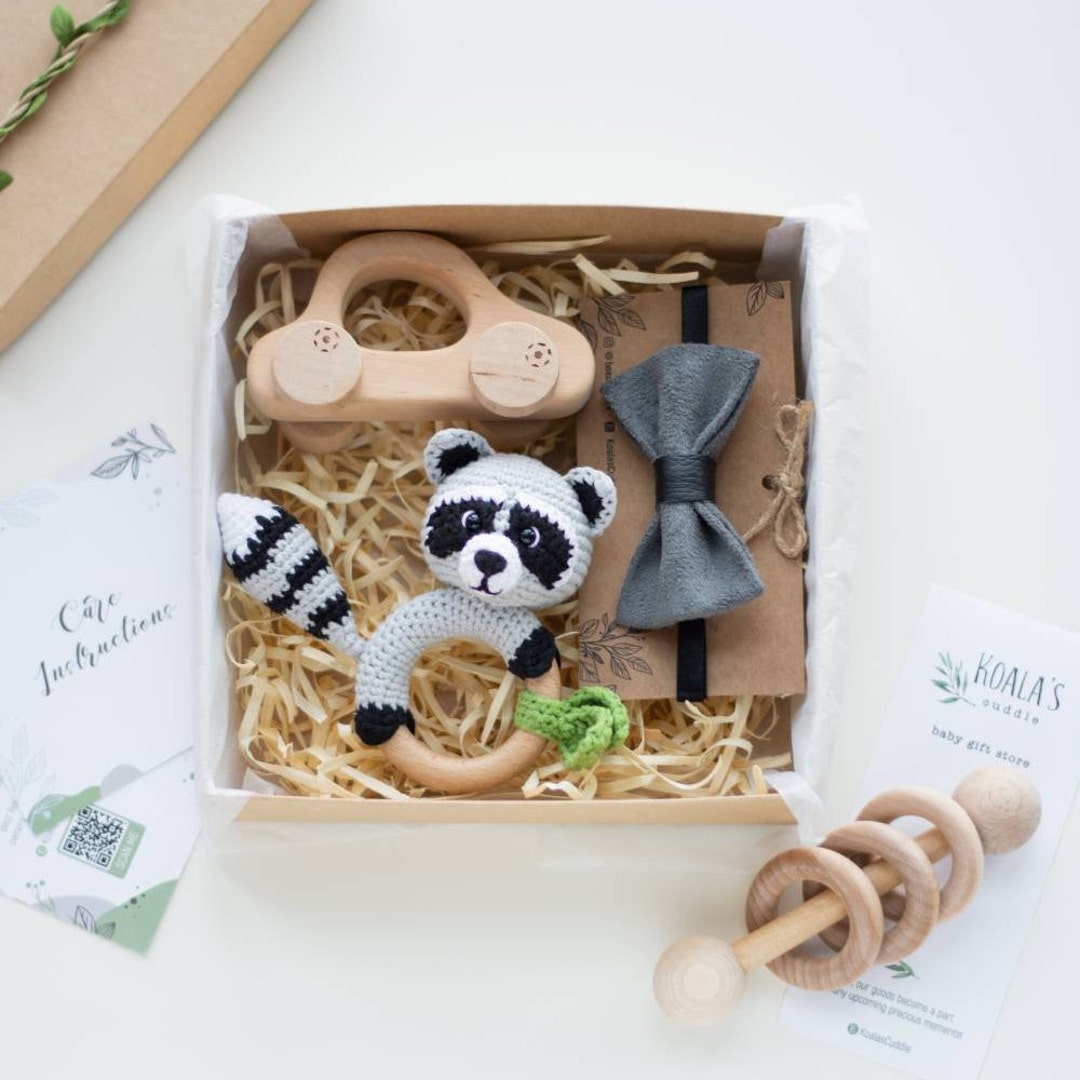 Raccoon Baby Shower Gift Pack for Expecting Mum, Personalized Baby Boy