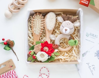 Kerst baby geschenkdoos met schattige HER RAMMelaar voor kleine baby meisje, Oh Deer verwachten moeder cadeau set voor bos babyshower