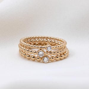 Ball ring with diamond, ball ring, 585 rose gold, 14 carat, engagement, stack ring, stacking ring, narrow