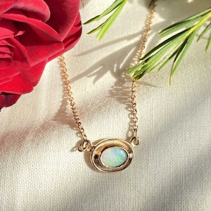 Art Nouveau necklace, opal necklace oval, 925 silver rose gold or yellow gold plated, necklace with opal gemstone, opal pendant cabochon