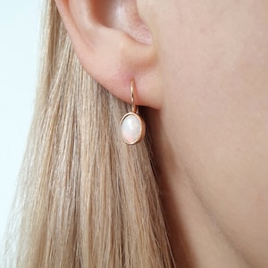 Opal earrings, delicate Art Nouveau earrings Opal, ear clips Vintage, 925 Sterling Silver gold plated, Opal stud earrings
