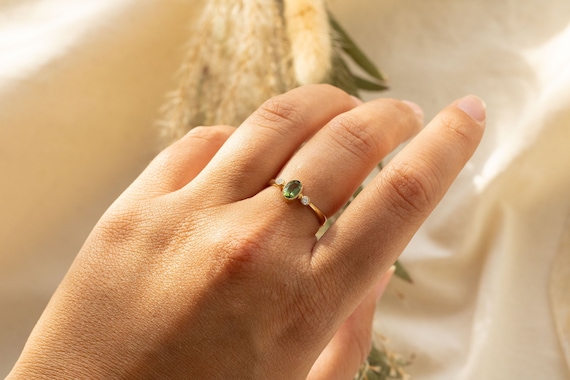 Bague tourmaline 585 or jaune bague or 14 carats bague de fiancailles bague diamant bijoux uniques orfevre fait main Etsy France