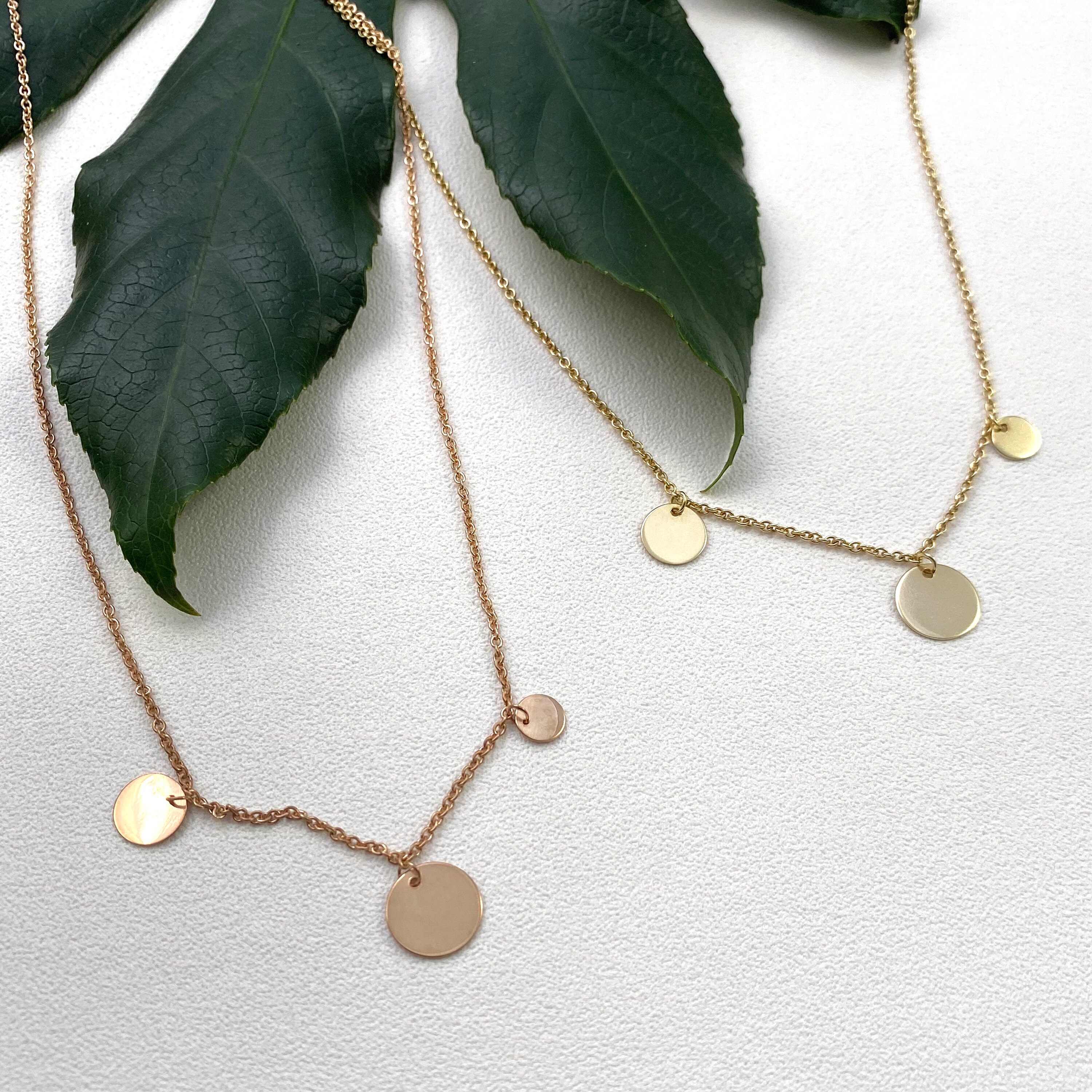 Plate Chain, Special Necklace With Three Plate Pendants, 585 Yellow Gold, 14 Kt Delicate Gold Chain, Coin Chain, 3 Plates - Etsy Plate Chain, Special Necklace With Three Plate Pendants, 585 Yellow Gold, 14 Kt Delicate Gold Chain, Coin Chain, 3 Plates - Etsy