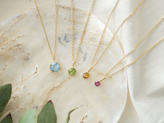 Ketten Anhänger 585 Gold, Natürliche Edelstein Anhänger 14 Karat, Schmuckanhänger 585 Gelbgold, Geburtsstein Anhänger, Geschenk für Sie