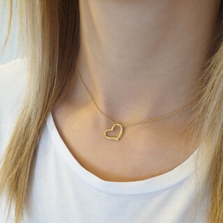 Collana A Cuore Cosmeria Placcata Oro 14K – Ciondolo 1 Pollice, Catena Spessa 20 Pollici, Ipoallergenica, Idea Regalo