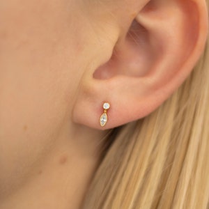 Gold earrings with diamonds, 585 gold earrings, filigree earrings, diamond earrings, 14 carat earrings, diamond jewelry 0.18 carat