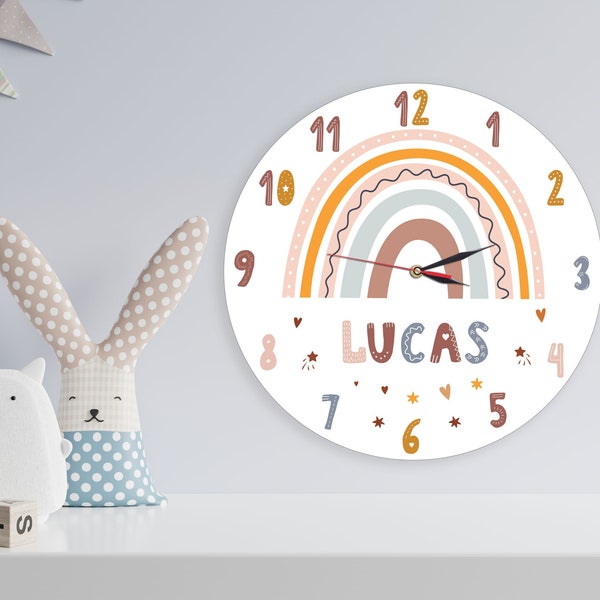 Moderne Regenbogen Personalisierte Namens-Schlafzimmer-Uhr Kinderuhr - Kindergeschenk