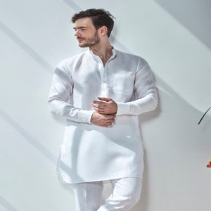 Handsome High Linen Kurta  - 100% Pure Linen Kurta For Men