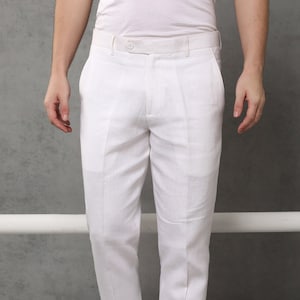 The Abelino Linen Trousers- Extended Closure Button Trousers -100% Pure Linen Trousers