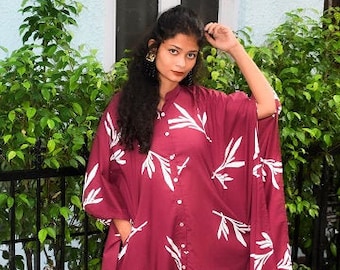 Chamak Cotton Printed Kaftan Dress - Cotton Dress-Kaftan with Pockets