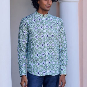 The Sheridan Shirt - Ikat Green