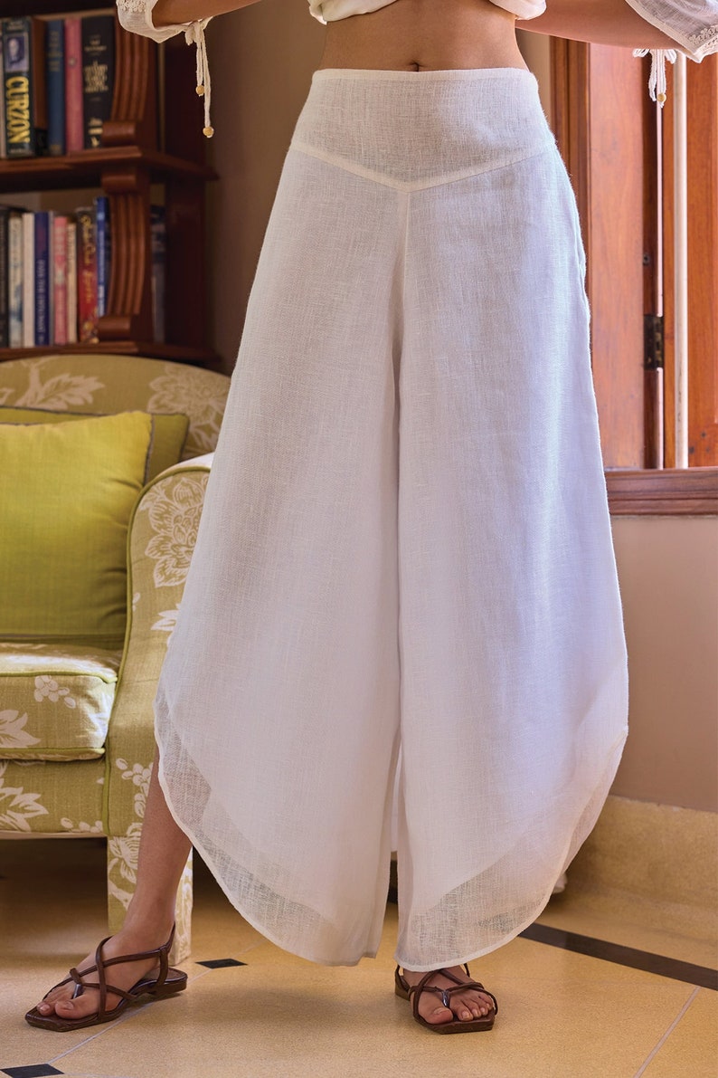 The Myrtle Off White Gauze Linen Palazzo