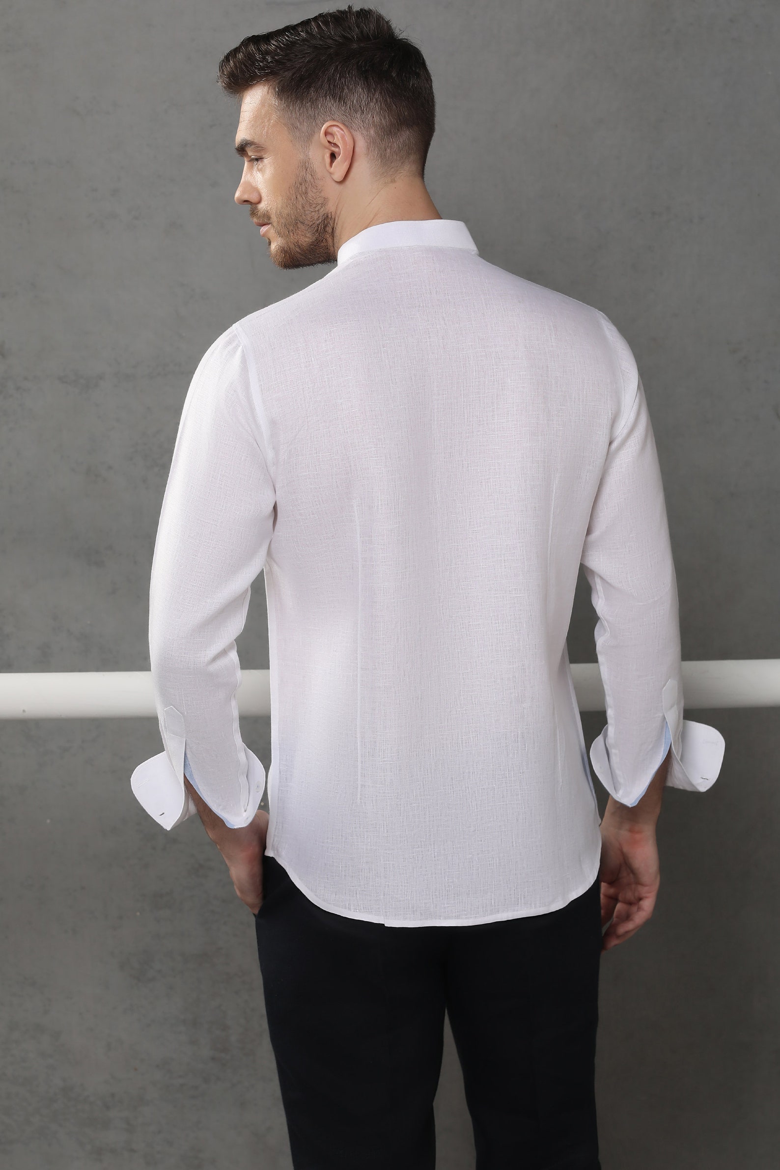 Mandarin Collar Linen Shirt Linen Shirt for Men 100 Pure Linen Shirt