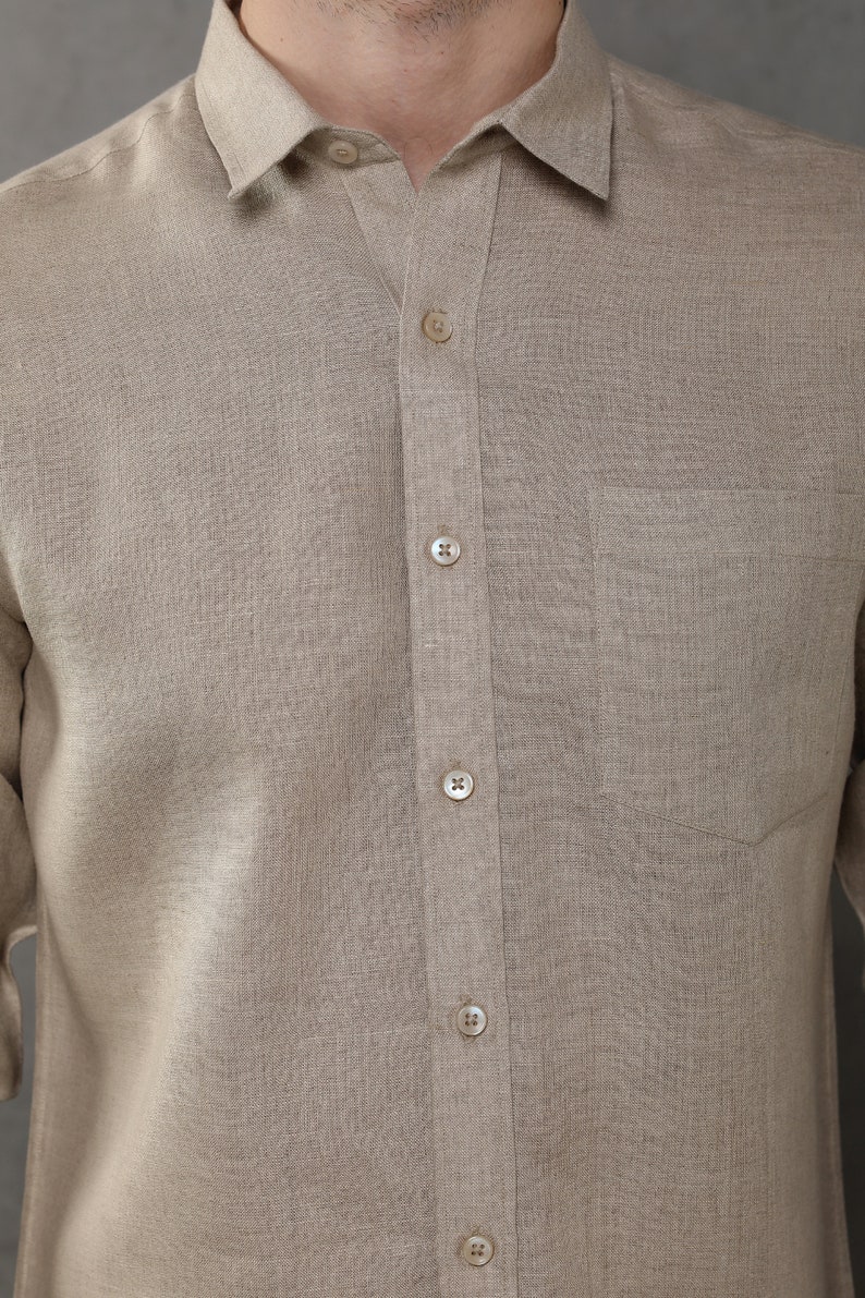 Extended Collar Linen Shirt Etsy