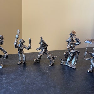 Pewter Circus Clowns Set of 5 Miniature Pewter Toy Figurines