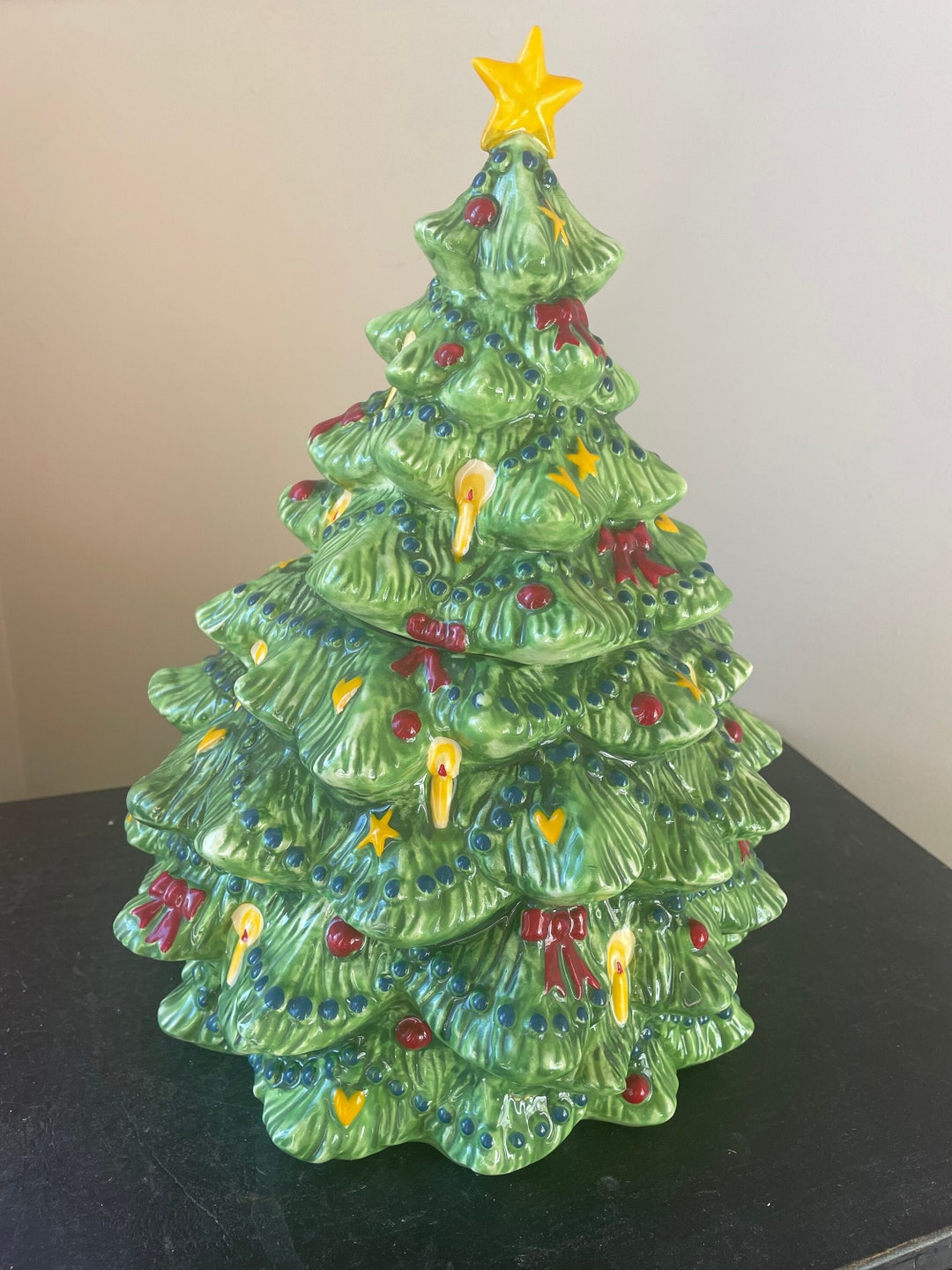 Vintage Christmas Tree Cookie Jar Classic Christmas Goodies Etsy