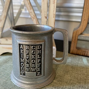 Children’s Pewter Alphabet Mug Wilton Armetale USA Teacher Gift Nursery Decor