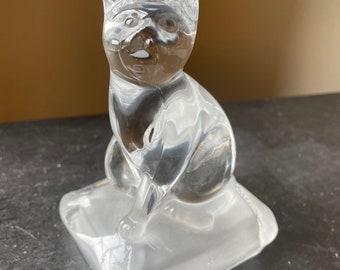 Vintage Glass Cat Figurine Cristal d'Arques France lead crystal