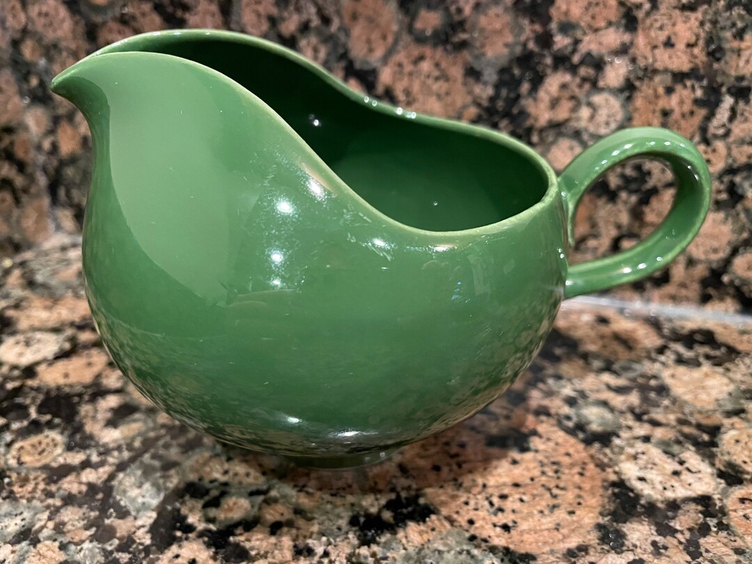 Vintage Green Ceramic Gravy Boat, Vintage Kitchenware, Country Cottage