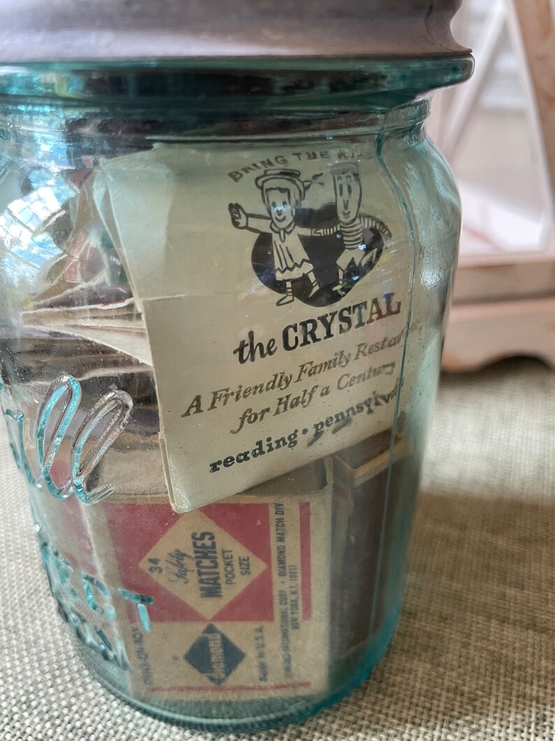 Set of 2 Aqua Ball and Atlas Pint Jars With Game Pieces and Logo