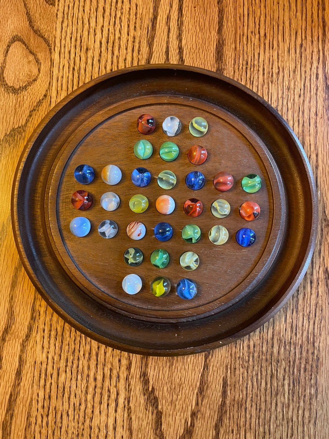 Grandmas Marble Jump Wooden Game Marble Solitaire Retro Etsy